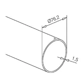 Edelstahl matt Rohr � 76.2mm - ganze L�nge 200 cm