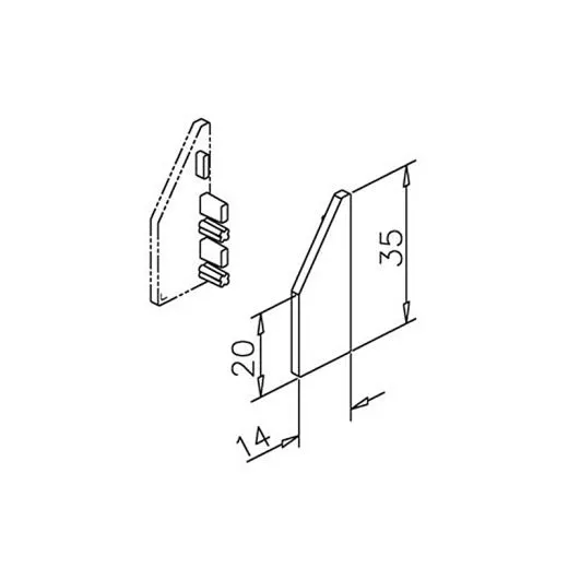 Endkappe rechts Spiegelschiene Aluminium 35x14mm