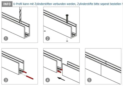Alu U-Profil 40x30x40mm Aluminium Anthrazit schwarz - Zuschnitt