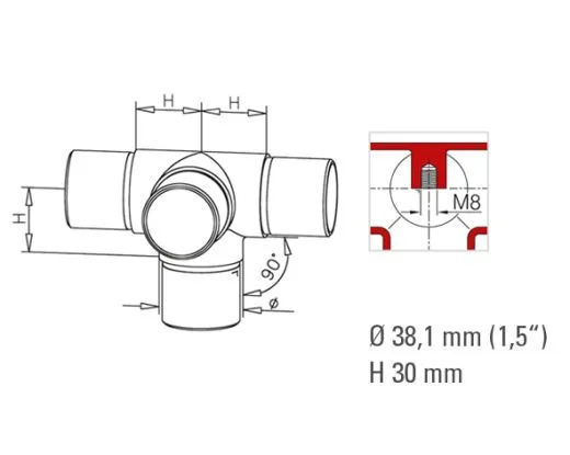 T+90 Rohrverbinder fr Rohr 38,1mm Anthrazit Design