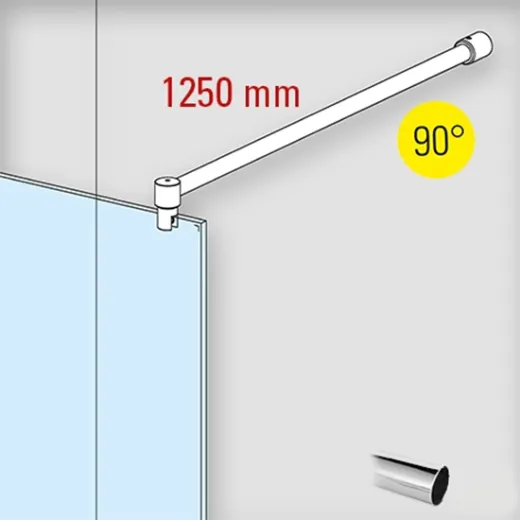 Chrom Design - 19mm - 1.250mm - Duschwand-Stabilisationsset 90