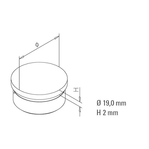 Messing matt Design Rohr 19,0 mm Endkappe flach