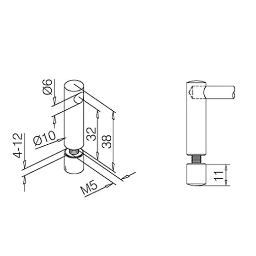 Messing matt Design MiniRail Endst�tze 11806 f�r Stab 6mm