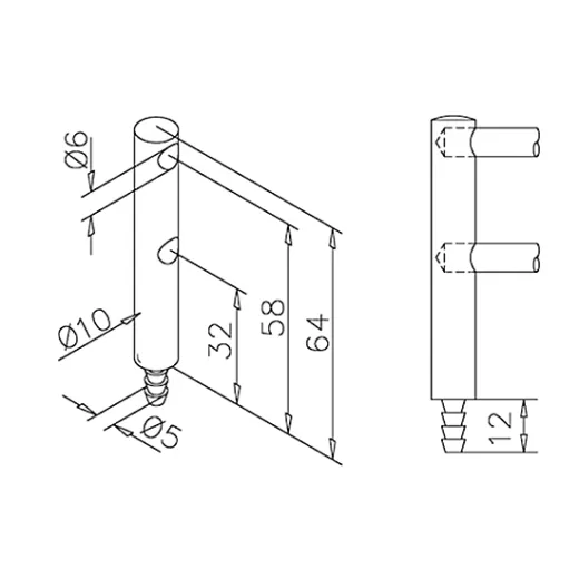 Messing matt Design MiniRail Endst�tze 11656 f�r Stab 6mm