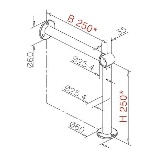 Messing matt Design Fu�laufst�tze Rohr 25,4 mm 20-2130