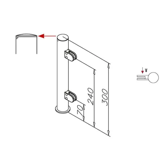 Hustenschutz Pfosten 20-151-25 rechts - Rohr  25.4 mm - Messing matt Optik