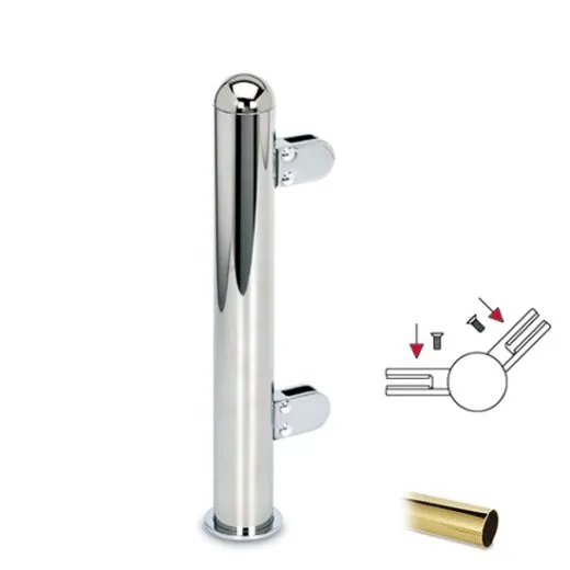 Hustenschutz Pfosten 20-160-38 45° - Rohr Ø 38.1 mm - Messing matt Optik