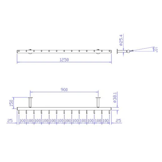 Wurstgehnge 20-7100-125 - Rohr  38.1 mm - Messing matt Design - 1250 mm