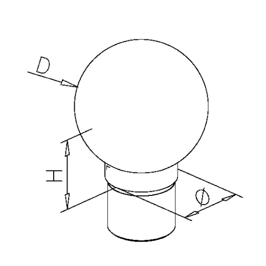 Messing matt Design Rohr 38,1 mm Endkugel