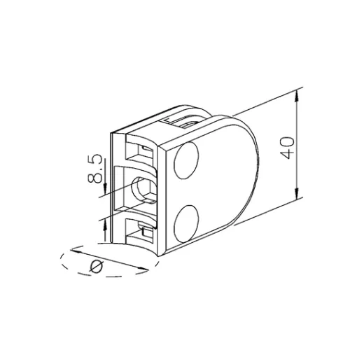 Messing matt Design Glasklemme 20 - Rohr 38,1 mm - Glas 6-8mm