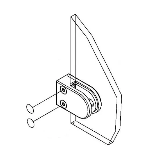 Chrom Design V2A Glasklemme 28 - Flachmontage - Glas 6-12.76mm