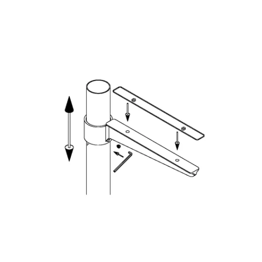 Messing matt Design Rohr 25,4 mm Glasbodenhalter 200mm