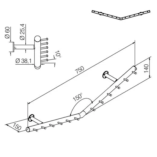 Wurstgeh�nge 20-7130-075 - Rohr � 38.1 mm - Messing matt Design - 750 mm