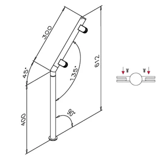Hustenschutz Pfosten 20-171-25 mitte - Rohr � 25.4 mm - Edelstahl Design matt