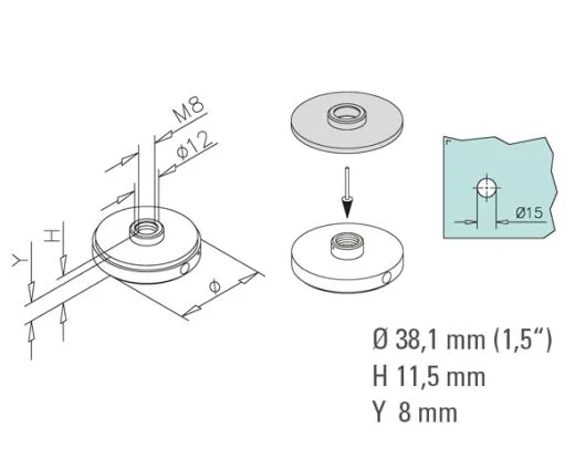 Anthrazit Design Zier Abschlussscheibe Rohr 38,1 mm