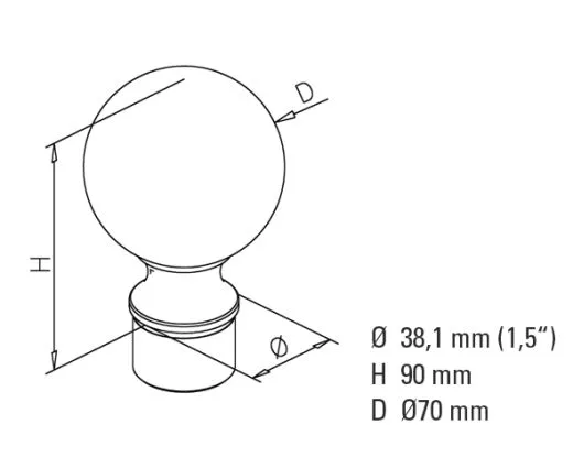 Anthrazit Design Zier Endkugel fr Rohr 38,1 mm