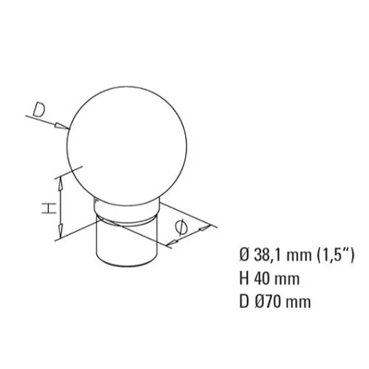 Edelstahl Design Rohr 38,1 mm Endkugel
