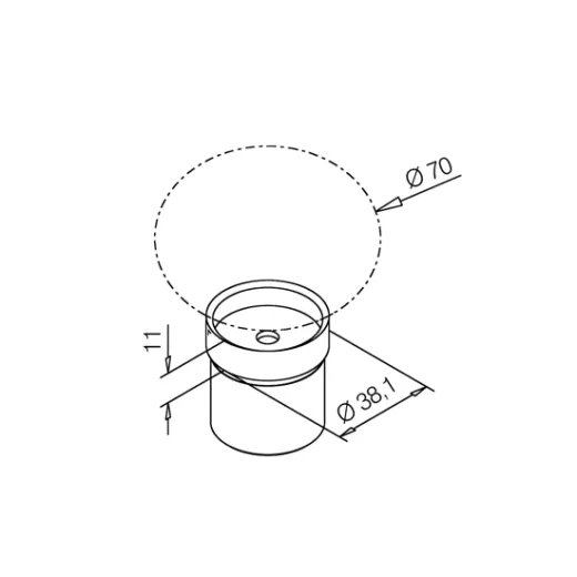 Adapter 38,1 mm f�r Kugel Edelstahl Design