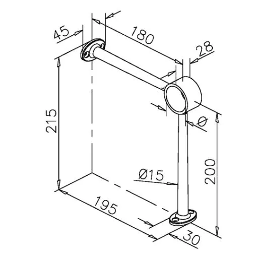 Edelstahl Design Fulaufhalter Rohr 38,1 mm 20-0104