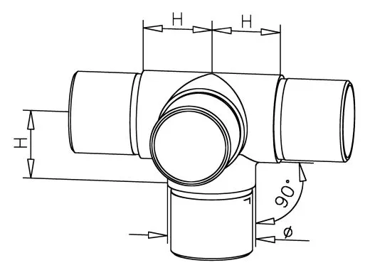 Edelstahl Design Rohr 25,4 mm Rohrverbinder 4x90�