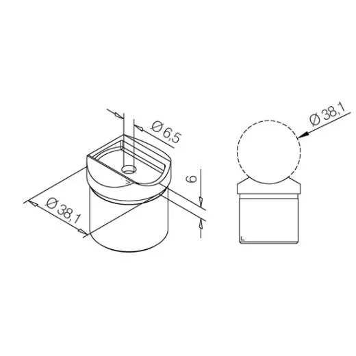 Edelstahl Design Rohradapter 38,1 mm auf 38,1 mm
