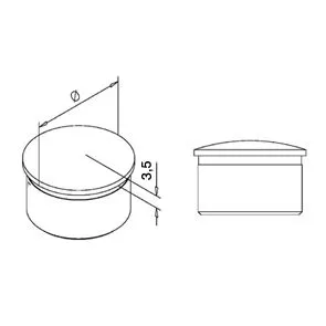 Edelstahl Design Rohr 19 mm Endkappe gew�lbt