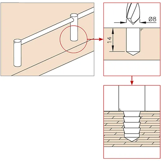 Edelstahl Design MiniRail Mittelsttze 11661 fr Stab 10mm
