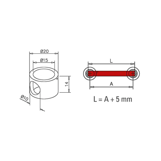Edelstahl Design MiniRail Adapter Endstck fr Stab 10mm