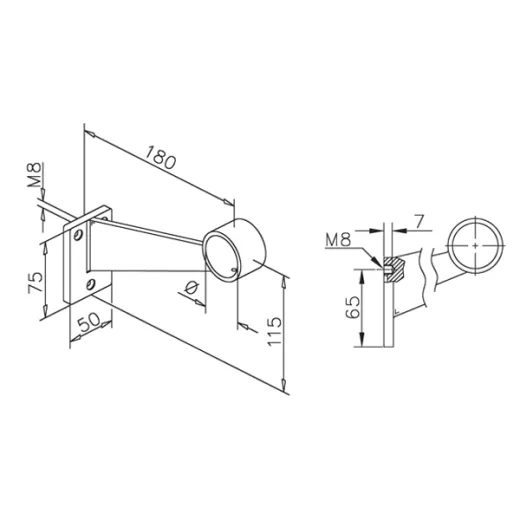 Edelstahl Design Fusslauftr�ger Rohr 50,8 mm 20-0109