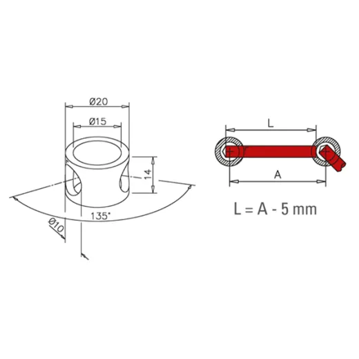 Anthrazit Design MiniRail Adapter 45 Grad f�r Stab 10mm