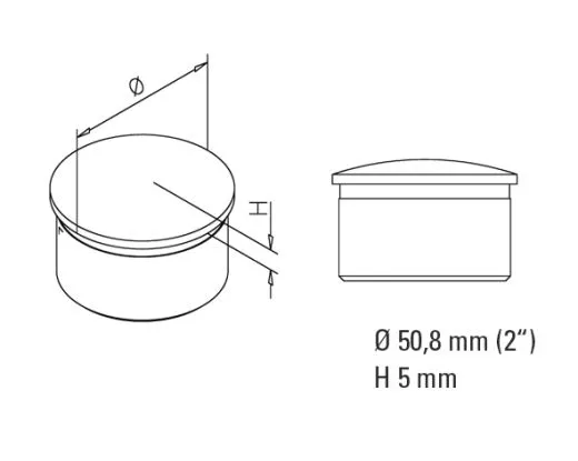 Endkappe gewlbt fr Rohr 50,8 mm Edelstahl Design