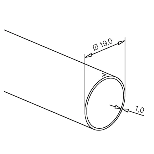 Messing Design Rohr 19mm - ganze L�nge 200 cm