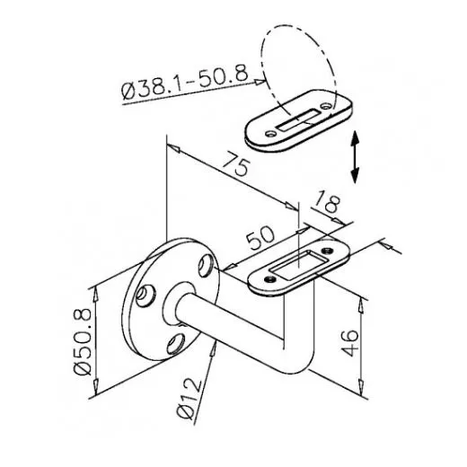 Messing Design Handlaufhalter glatt & Rohr Schraubmontage