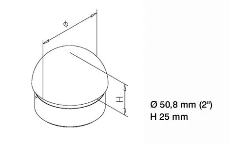 Messing Design Rohr 50,8 mm Endkappe halbrund