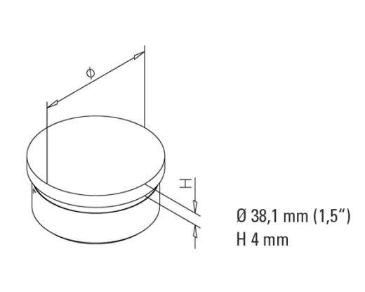 Messing Design Rohr 38,1 mm Endkappe flach