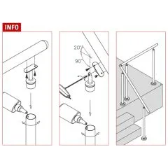 Messing Design Rohrsttze variabel fr Rohr 38,1 mm