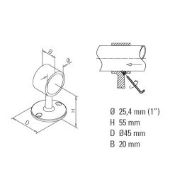 Messing Design Rohrhalter fr Rohr 25,4 mm