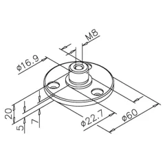 Messing Design Rohr 25,4 mm Innenflansch