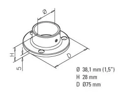Messing Design Rohr 38,1 mm Boden- und Wandflansch