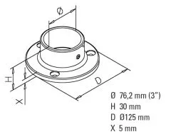 Messing Design Rohr 76,2 mm Boden- und Wandflansch