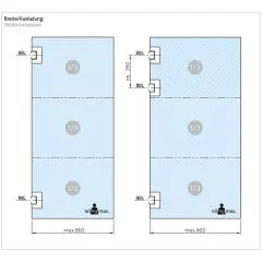 Messing matt Design Glastrscharnier einseitig Wand - Glas