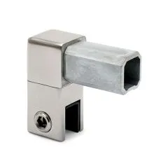 Edelstahl Design Vierkant 20x20 mm Glas-Rohrhalter 90