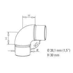 Messing Design Rohrbogen 90 fr Rohr 38.1 mm