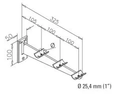 Messing Design Rohr 25,4 mm Tablettrutschentrger 325 mm