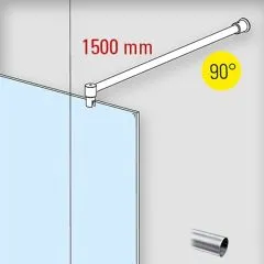 Edelstahl Design - 19mm - 1.500mm - Duschwand-Stabilisationsset 90