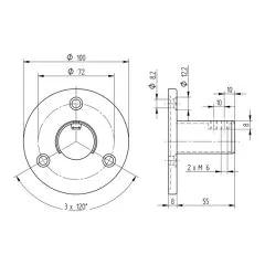 Edelstahl Boden -& Wandanker fr Nutrohr  42,4 mm