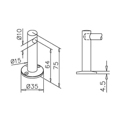 Messing Design MiniRail Endsttze 11501 fr Stab 10mm