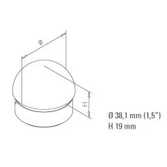 Messing matt Design Rohr 38,1 mm Endkappe halbrund