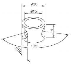 Messing Design MiniRail Adapter 45 Grad fr Stab 10mm