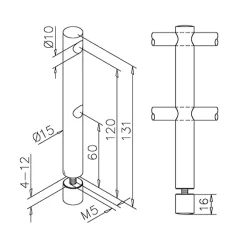Messing matt Design MiniRail Mittelsttze 11861 fr Stab 10mm